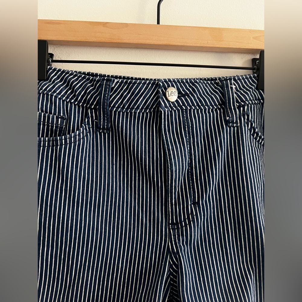 Lee Striped High Rise Shorts Railroad Stripe Size 12 14 Approx - Picture 2 of 4